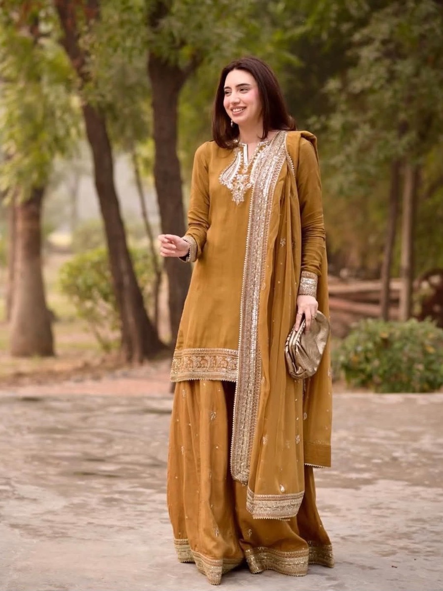 Mustard Gota Sharara Suit